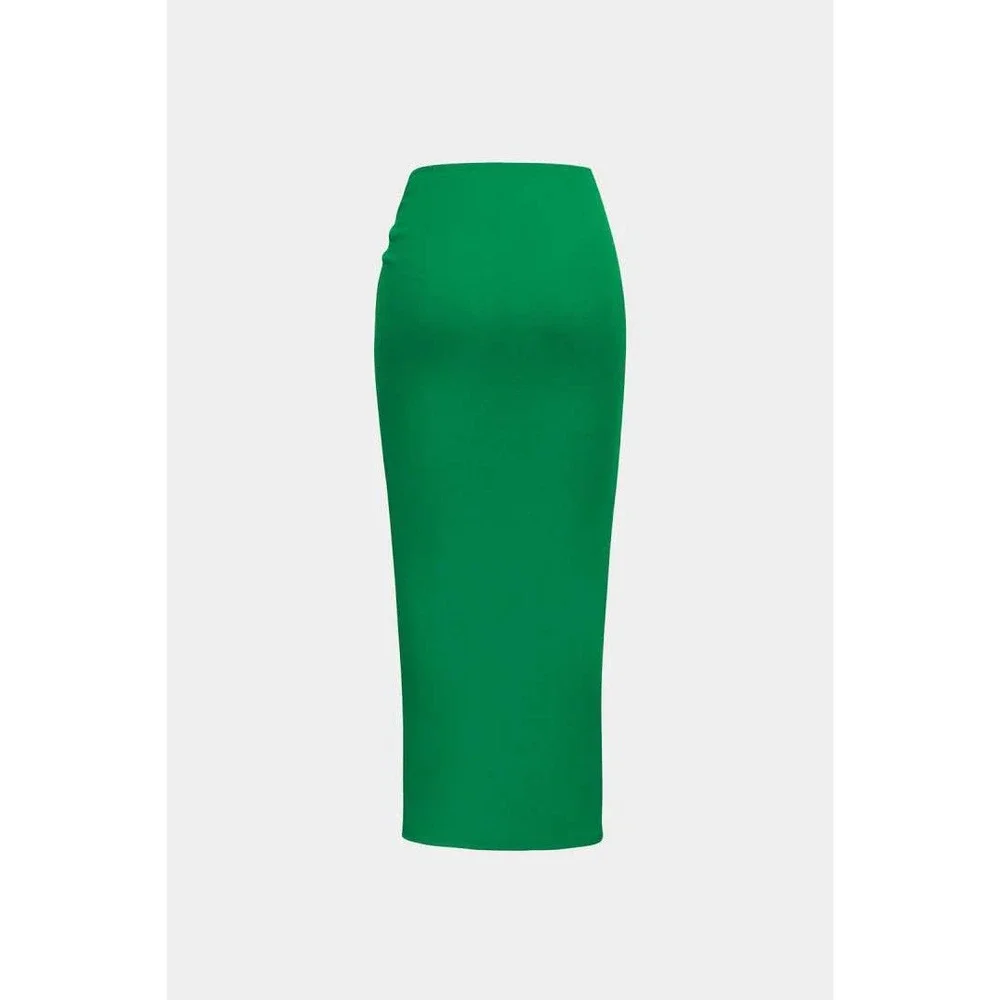 Micas Knee Length Green Skirt High‎ Slit Twist Front Fitted Maxi Size XS